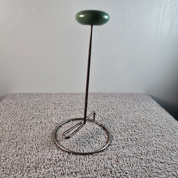 Other - Green Hat Stand with Silver Base